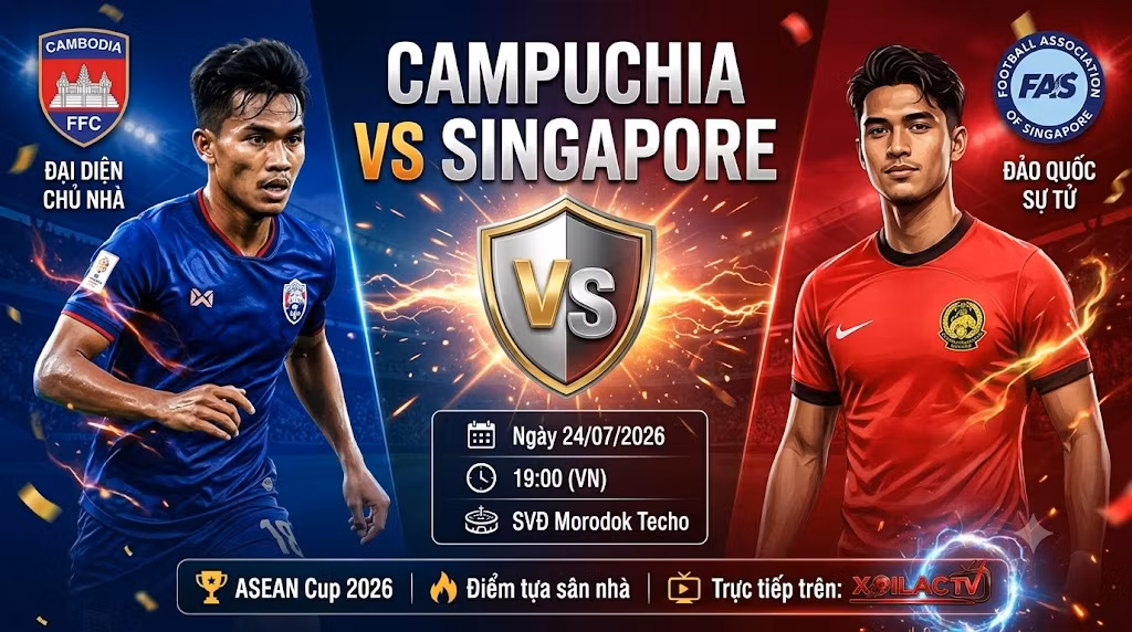 Nhận định Campuchia vs Singapore (19h00, 24/7): Khởi Đầu Bùng Nổ Tại Chảo Lửa Morodok Techo